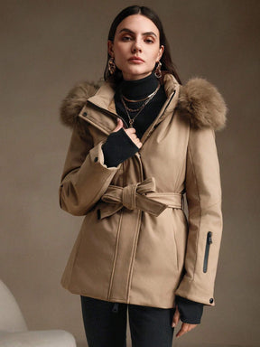 Detachable Thick Fur Collar Hooded Winter Padded Zip-Up Padded Coat