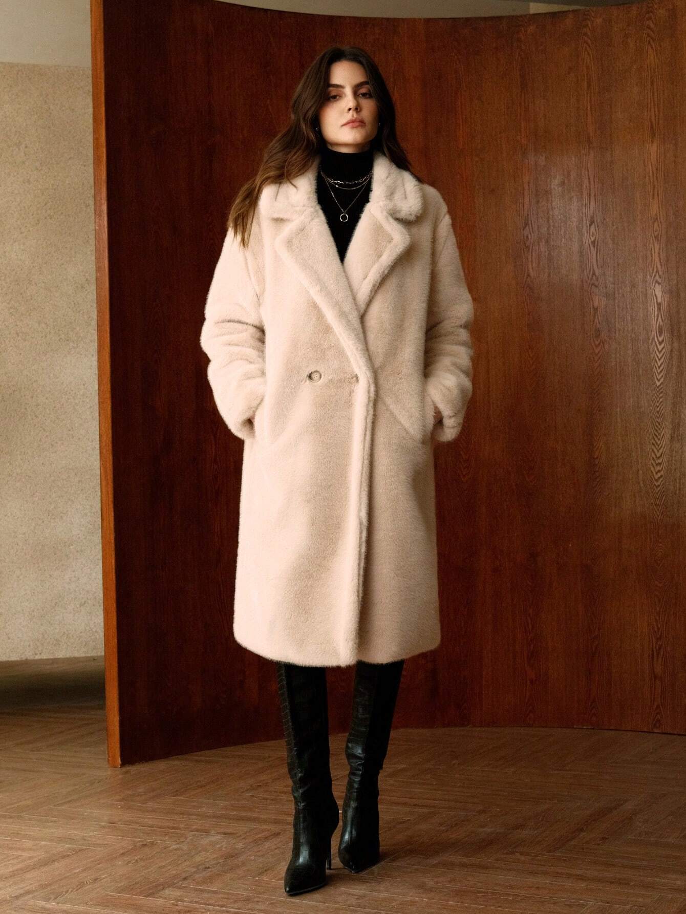 Women's Long Fluffy Teddy Coat, Fashion Versatile