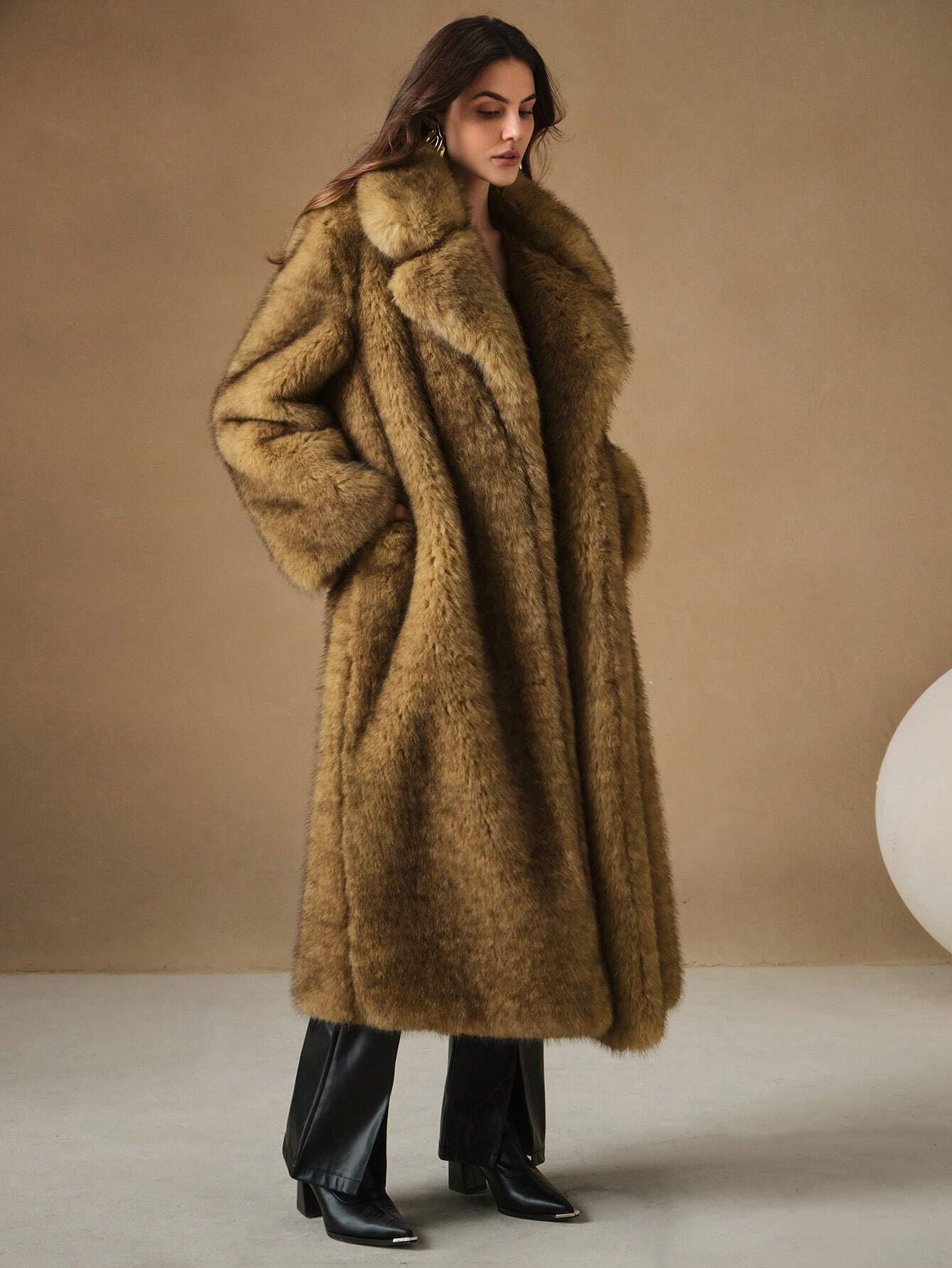 New Autumn Winter Fashion Fluffy Long Coat, Elegant Lady Furry Parka Outerwear