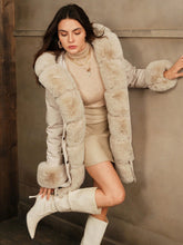 Thicker Long Fluffy Fluffy Hooded Cinched Waist Parka Coat With Thermal Lined