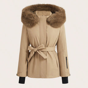 Detachable Thick Fur Collar Hooded Winter Padded Zip-Up Padded Coat